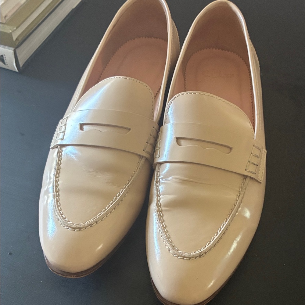 J. Crew Women's Patent Leather Loafers in Light Beige